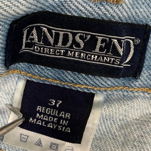Lands End Women Light Wash Denim Jeans Leather Tag Regular Tapered Sz 37R - Picture 6 of 12
